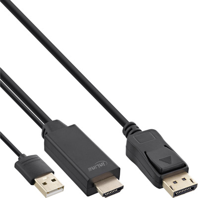 InLine® HDMI zu DisplayPort Konverter Kabel, 4K/30Hz, schwarz, 1m (Produktbild 1)