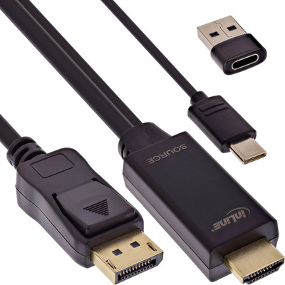 InLine® HDMI zu DisplayPort Konverter Kabel, 4K/60Hz, schwarz, 1,5m (Produktbild 1)