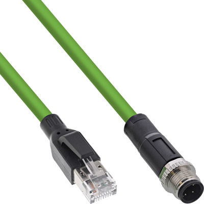 InLine® Industrie Netzwerkkabel, M12 4-pin D-kodiert St. zu RJ45 St., PUR, 20m (Produktbild 1)