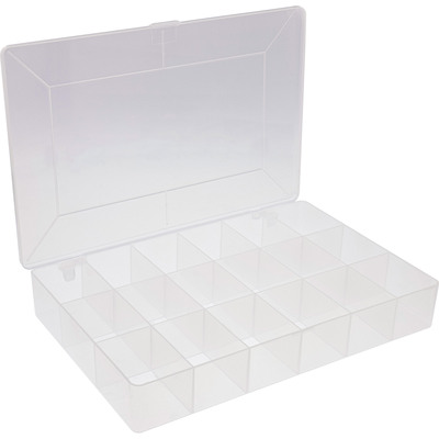 InLine® Kleinteilebox, 18 Fächer, Abmessungen: 273x186x41mm, transparent