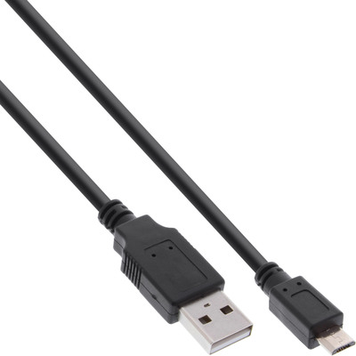 InLine® Micro-USB 2.0 Kabel, Schnellladekab., USB-A ST/Micro-B ST, schwarz, 0,3m (Produktbild 1)