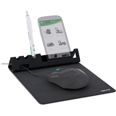 InLine® Multifunktions-Mauspad mit Handy und Stifthalter, faltbar, schwarz InLine® Multifunktions-Mauspad mit Handy und Stifthalter, faltbar, schwarz