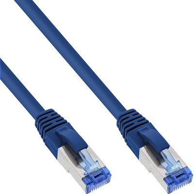 InLine® Patchkabel, S/FTP (PiMf), Cat.6A, halogenfrei, blau, 0,25m