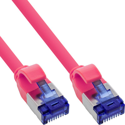 InLine® Patchkabel Slim, Cat.6A, S/FTP, TPE (LSZH) flexibel, PoE, magenta, 0,3m