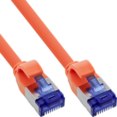 InLine® Patchkabel Slim, Cat.6A, S/FTP, TPE (LSZH) flexibel, PoE, orange, 1m