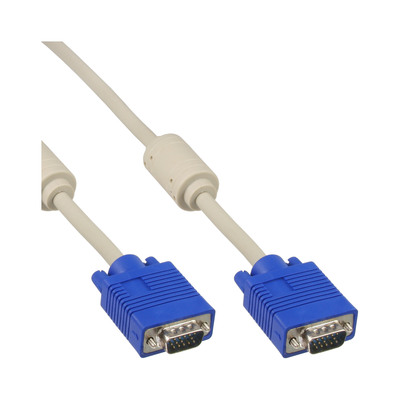 InLine® S-VGA Kabel, 15pol HD Stecker / Stecker, beige, 0,3m (Produktbild 1)