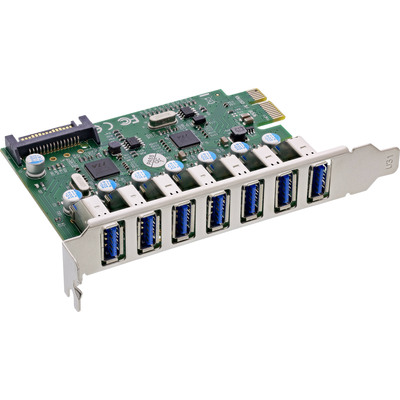 InLine® Schnittstellenkarte, 7x USB-A 3.2 Gen.1, PCIe, mit SATA Stromanschluss