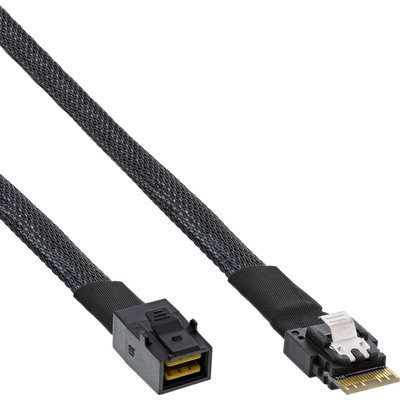 InLine® Slim SAS Kabel, SFF-8654 4i zu Mini SAS HD SFF-8643, 24Gb/s, 0,5m