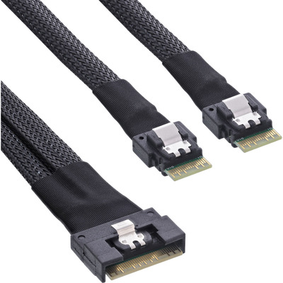 InLine® Slim SAS Kabel, SFF-8654 8i zu 2x SFF-8654 4i, 0,5m (Produktbild 1)