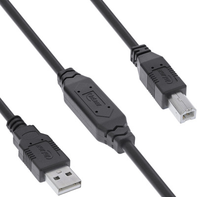 InLine® USB 2.0 Aktiv-Kabel, USB-A Stecker zu USB-B Stecker, 10m