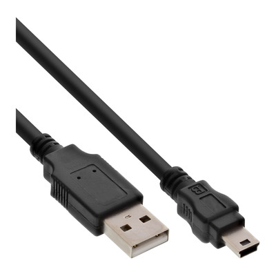 InLine® USB 2.0 Mini-Kabel, USB A ST an Mini-B ST (5pol.), schwarz, 2m (Produktbild 1)