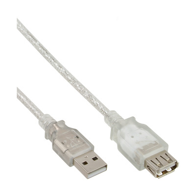 InLine® USB 2.0 Verlängerung, St/Bu, Typ A, transparent, 3m (Produktbild 1)