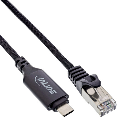 InLine® USB 3.2 Netzwerkadapter Kabel, Gigabit, USB-C zu RJ45 Stecker, 2m