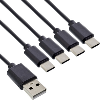 InLine® USB 4in1 Y-Ladekabel, 1x USB-A Stecker an 4x USB-C Stecker, schwarz 0,5m (Produktbild 1)