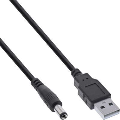 InLine® USB DC Stromadapterkabel, USB A Stecker zu DC 5,5x2,10mm Hohlstecker, sc