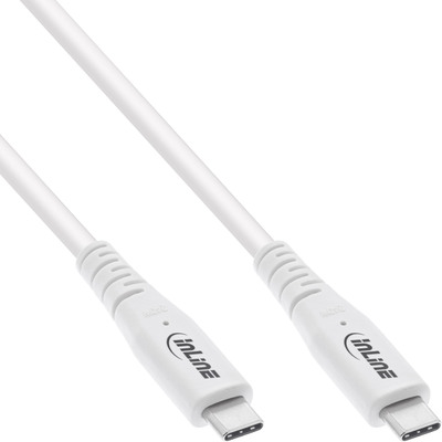 InLine® USB4 Kabel, USB-C Stecker/Stecker, PD 240W, 8K60Hz, TPE, weiß, 1m
