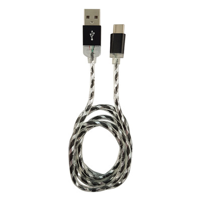 LC-Power LC-C-USB-TYPE-C-1M-8 USB A/USB-C Kabel, schwarz/silber beleuchtet, 1m