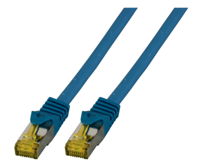 RJ45 Patchkabel Cat.6A S/FTP LSZH -- Cat.7 Rohkabel blau 0,15m