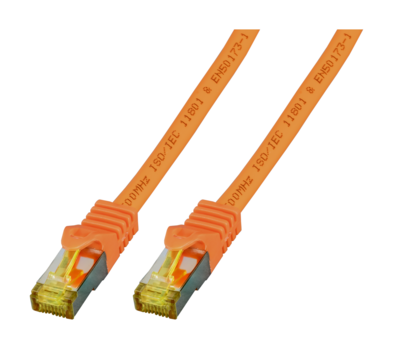 RJ45 Patchkabel Cat.6A S/FTP LSZH -- Cat.7 Rohkabel orange 0,15m