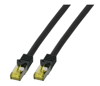 RJ45 Patchkabel Cat.6A S/FTP LSZH -- Cat.7 Rohkabel schwarz 0,15m