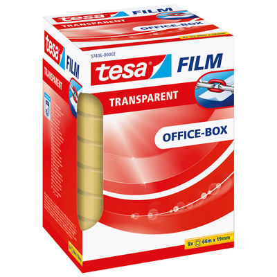 tesafilm® transparent, 8 Rollen, Office Box, 66m x 19mm