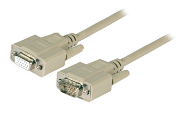 VGA Verlängerungskabel, 2x HD-DSub 15 -- St.-Bu., 3,0m, beige