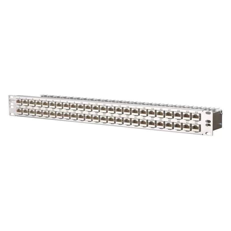 4250184106210 - BTR 130924-E - 19 Zoll Modulträger 15HE 48 Port E-DAT Edelstahl Cat6a