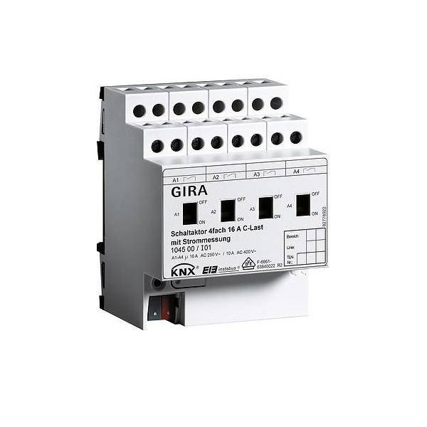 4010337042266 - GIRA 104500 Schaltaktor 4fach 16A Hand+Strom C-Last KNX REG