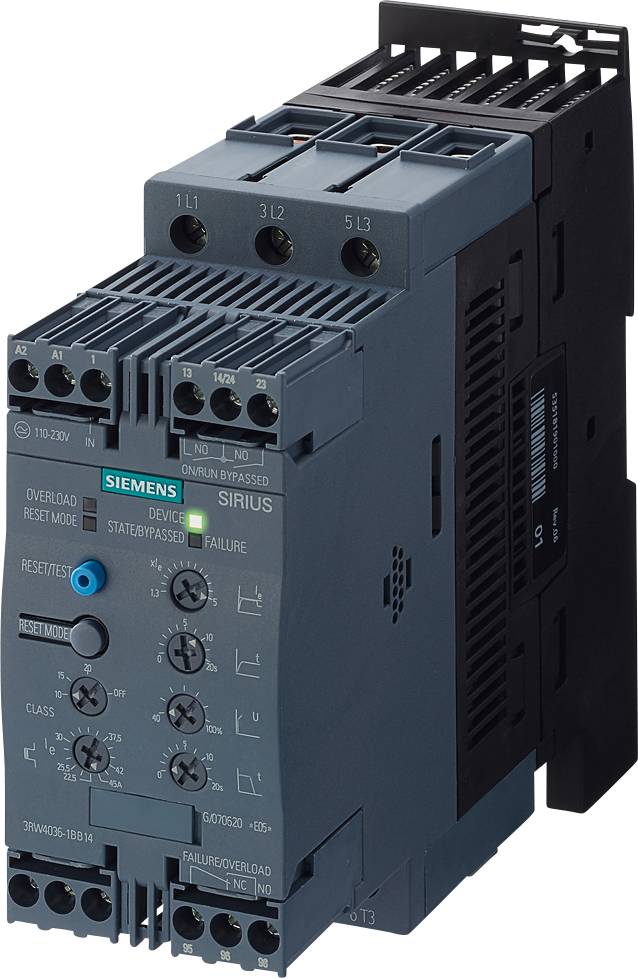 Siemens 3RW40361BB04 Sanftstarter S2 45A 22kW/400V 40°C 24VAC/DC Schraub.