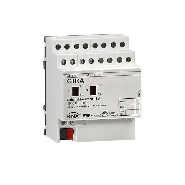 GIRA 104000 Schaltaktor 2fach 16A Hand KNX REG