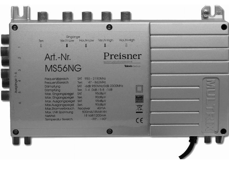 Televes Multischalter 5in6 MS56NG mit terr. Eingang Schaltnetzteil