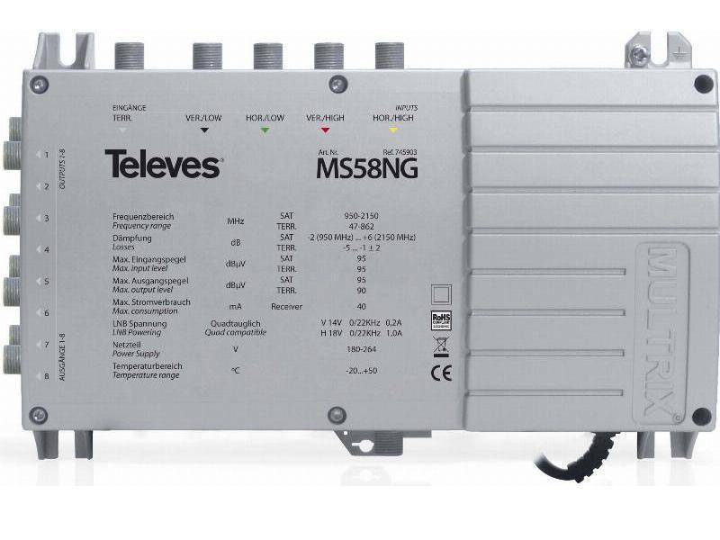 8424450167298 - Televes Multischalter 5in8 MS58NG mit terr Eingang Schaltnetzteil