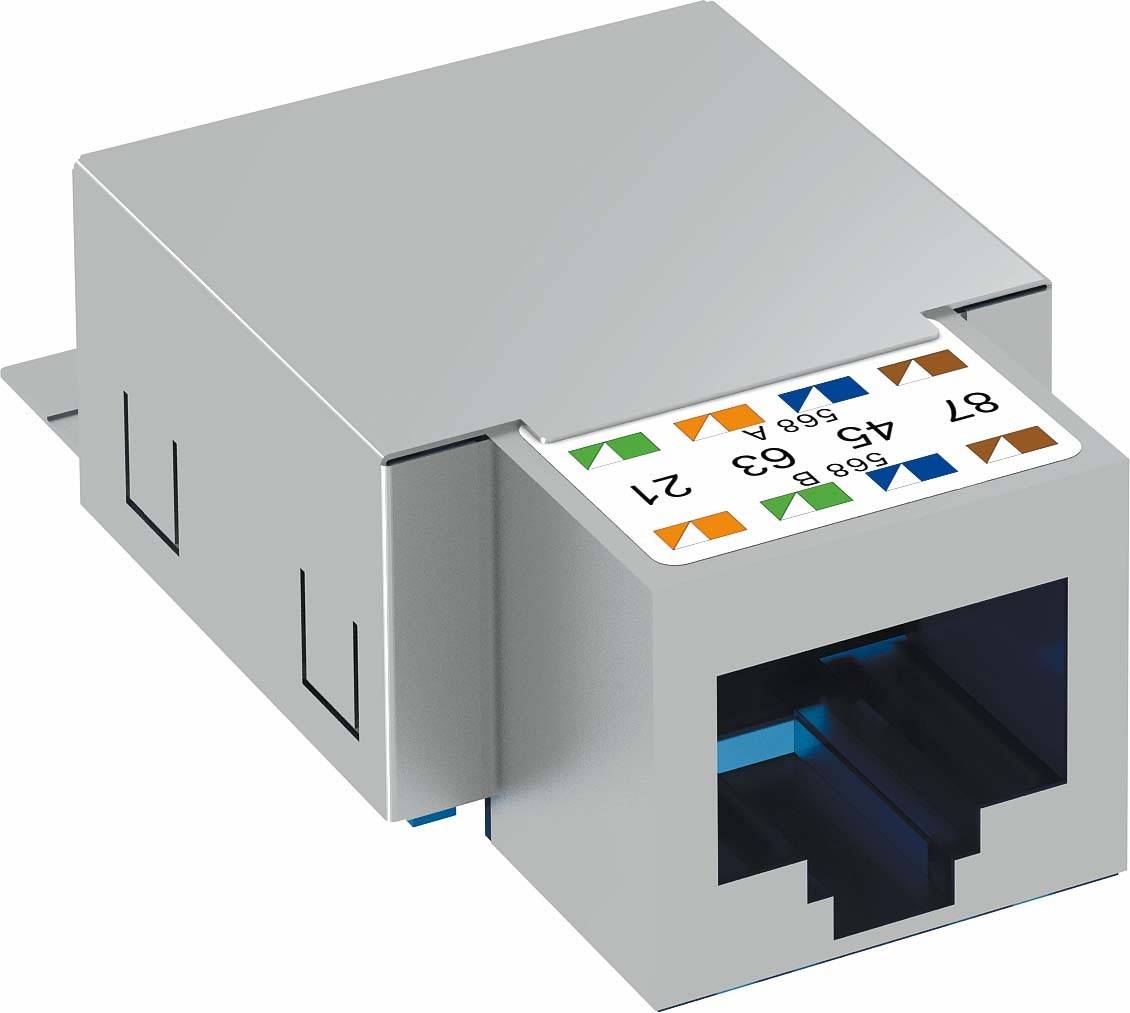 4012196235216 - Modular-Buchse Cat6 RJ45 Schirm rnd gr lsa geschirmt fMassivleiter ASM-C6G - grau - Obo Bettermann