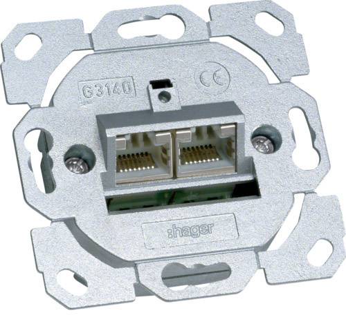 4012740207829 - Hager Datendose f2Cat6A G3140 Anschlüsse 8 8polig geschirmt