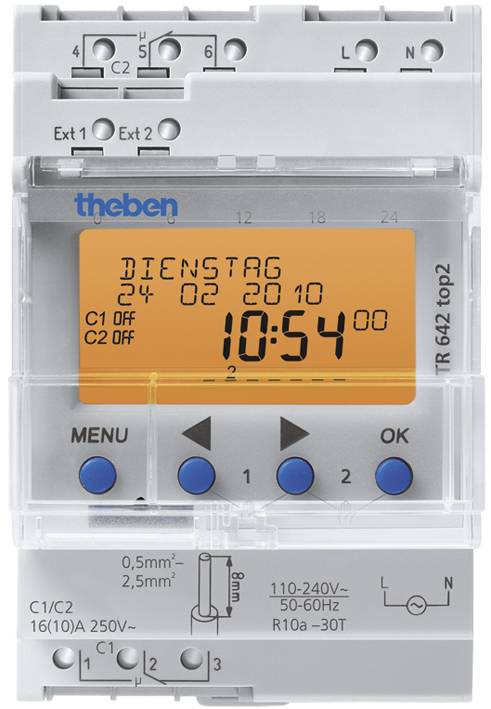 THEB Zeitschaltuhr digital TR642top2 Jahres/Astro 3TE 2K 800SP Gangreserve