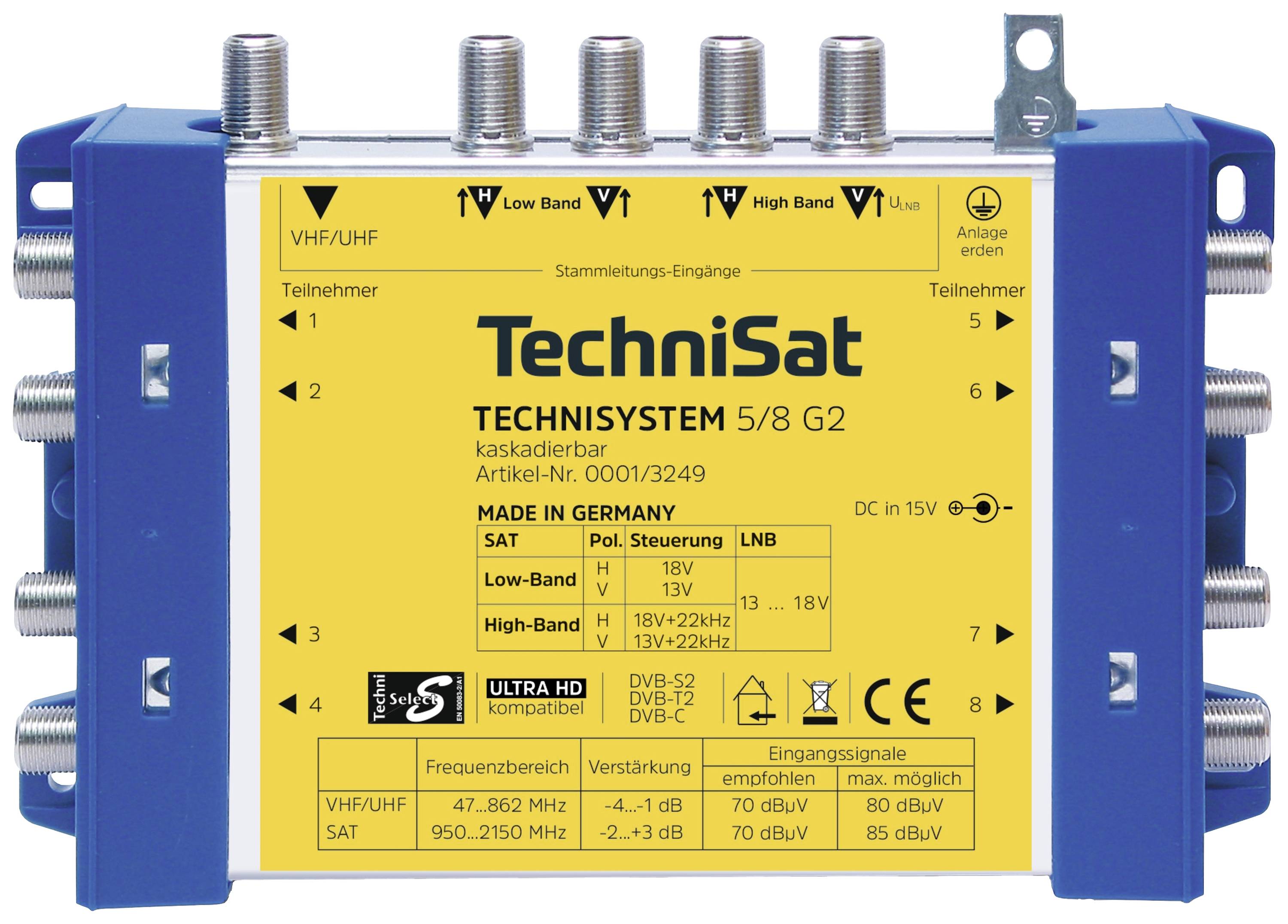 4019588132498 - TechniSat Technisystem 5 8 G2 DC-NT SAT Multischalter Eingänge (Multischalter) 5 (4 SAT 1 terrestrisch) Teilnehmer-Anzahl 8