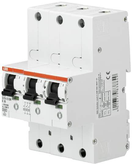 ABB SHS-Schalter 35A 3polig S751/3DR-E35 ** 35A E-Char. für Hutschiene