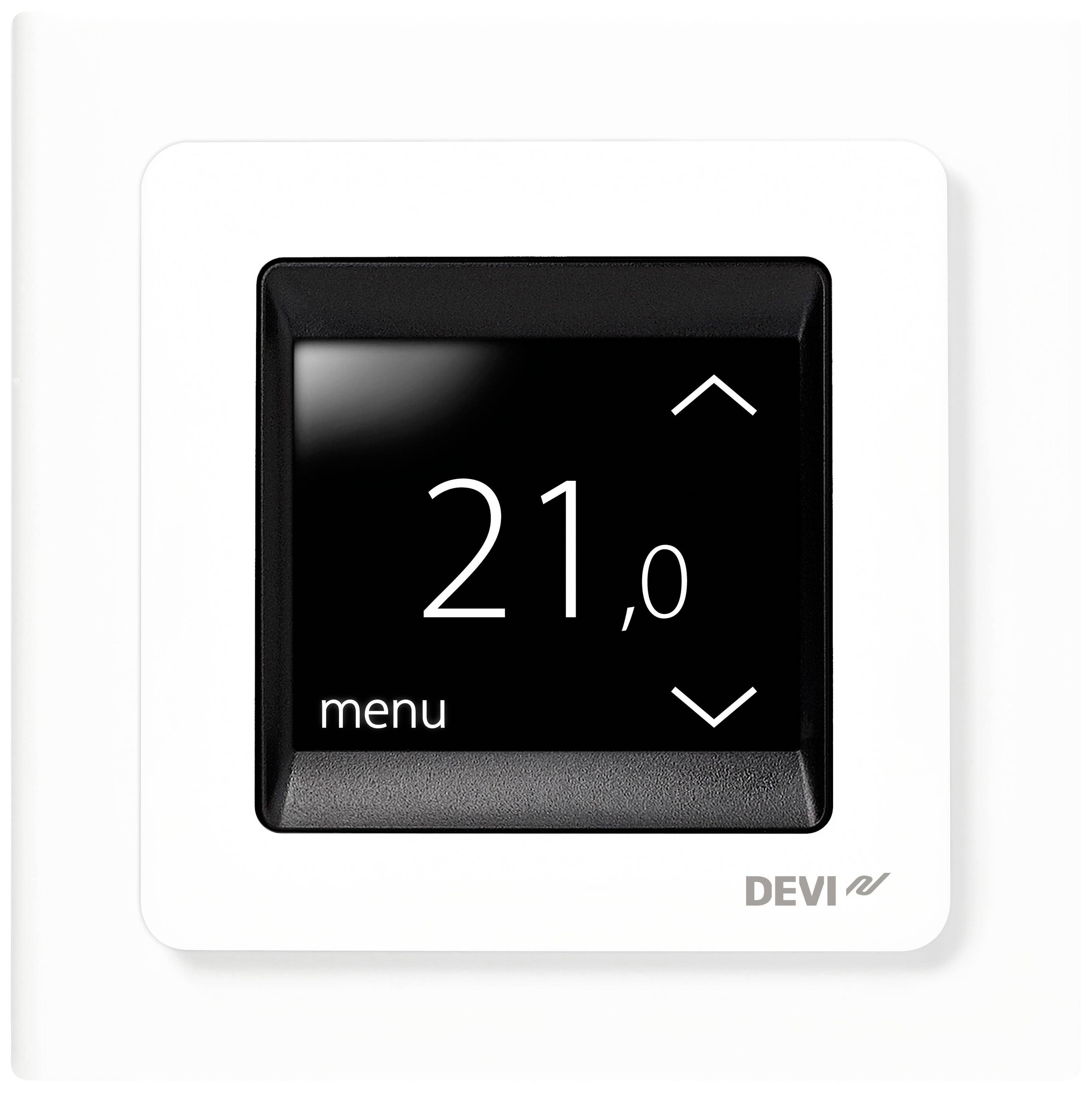 DEVI DEVIreg Touch reinweiß 140F1064 UP Uhren-Thermostat 16A, 230V mit Rahmen