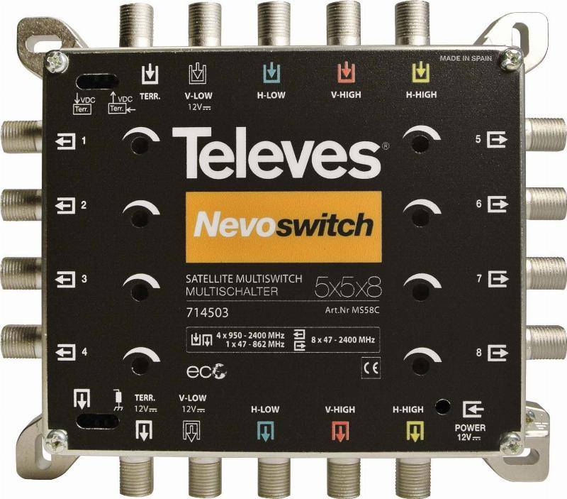 Televes Guss-Multischalter 5in8 MS58C NEVO receiverpowered 714503