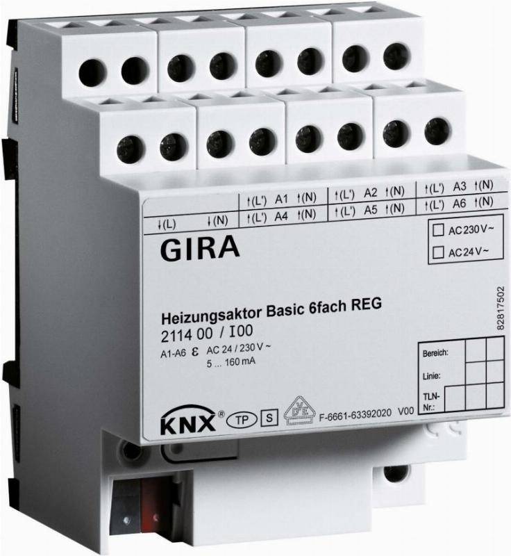 4010337018414 - Heizungsaktor knx reg 6Ausg 016A 24-230V Bussystem knx 211400 - Gira