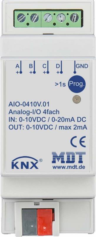 MDT AIO-0410V.01 Schaltaktor 4fach 2TE REG 0-10V Ein-/Ausgang umschaltbar