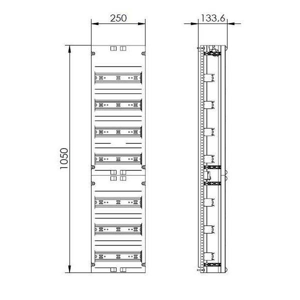 4015153666931 - ABN Verteilerfeld 1V 7x Gerätetrag VR17 schiene 1V7 84TE 250x1050mm