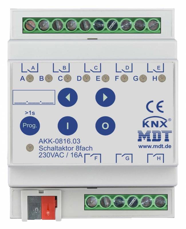 MDT AKK-0816.03 Schaltaktor 8fach 4TE REG 16A 10EVG 230VAC Kompakt