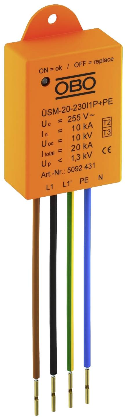 OBO ÜSM-20-230I1P+PE ÜSSmodul f.LED-Leuchten m.1 Phase 230V 5092431