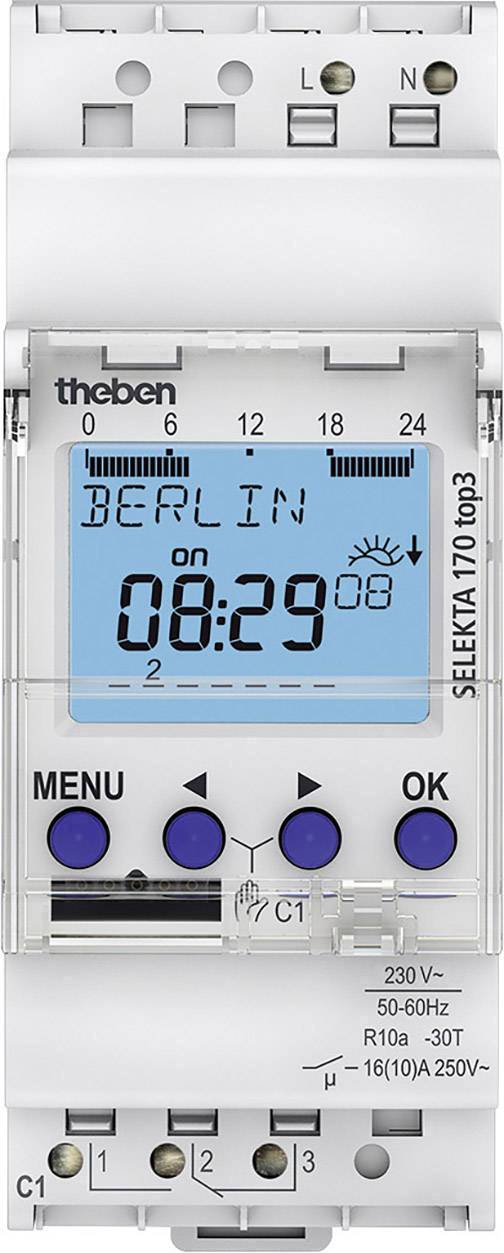 4003468170120 - Selekta 170 top3 - 1-Kanal Astro-Zeitschaltuhr mit App-Programmierung - weiß - Theben