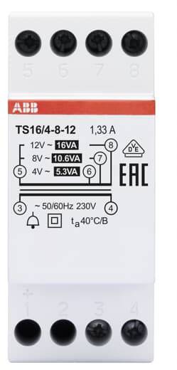 8012542286257 - ABB Klingeltransformator TS16 4-8-12 16VA 4-8-12VAC 2CSM228625R0812