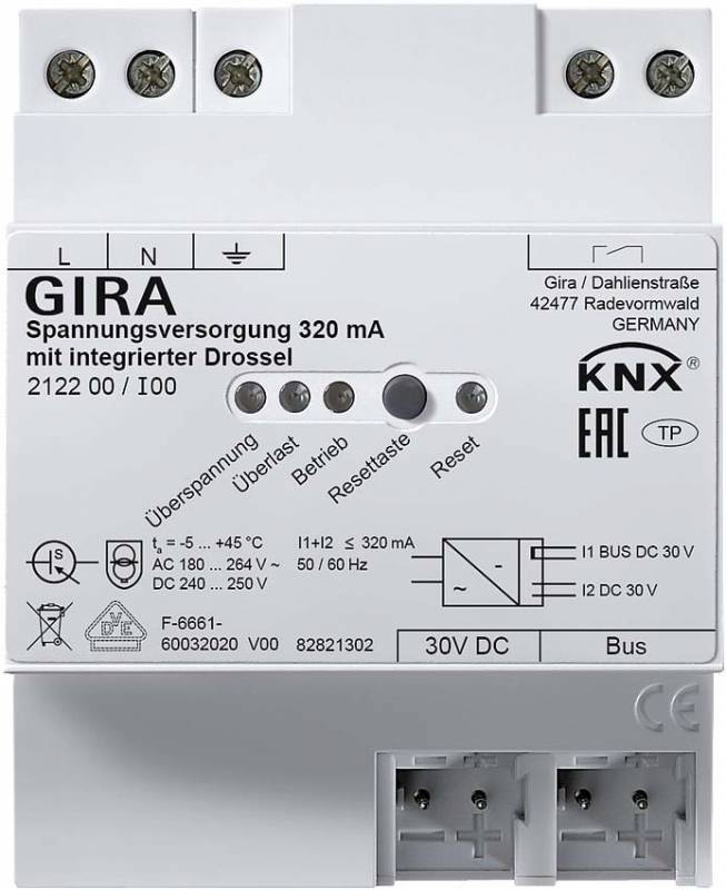 GIRA 212200 Spannungsversorgung 320mA Drossel OneKNX REG