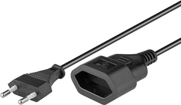 Hapena Netzkabel-Verlängerung 2m 41422 EKV 20S schwarz,Euro-Stecker/Kupplung