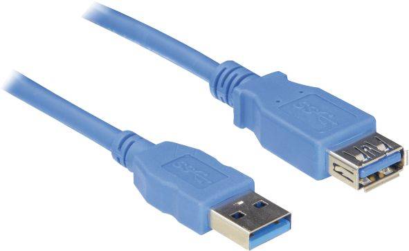 Hapena USB-Verlängerung 1m USB3AAV1 USB 3.0 A-Stecker auf A-Kupplung blau