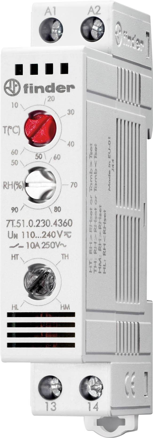 Finder Multifunktions-Thermo-/Hygrostat 7T.51.0.230.4360 1S 10A 110-240VAC/DC